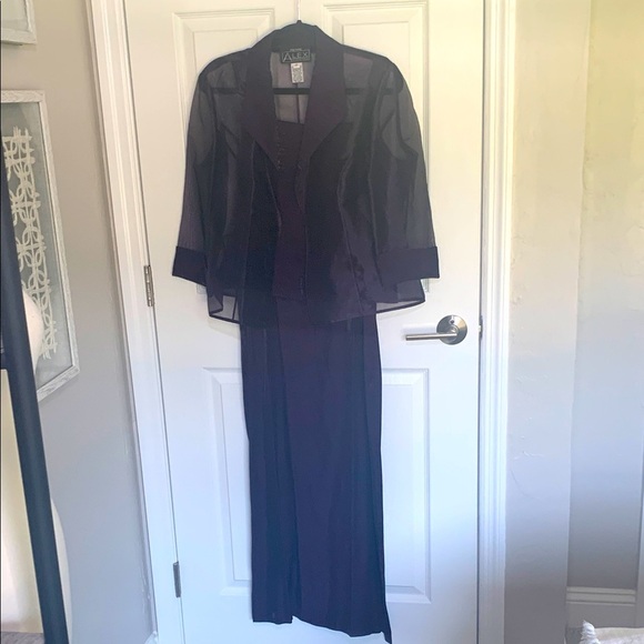 Alex Evenings gown and jacket set deep eggplant purple size 12 petite - Picture 1 of 14